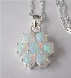 Gorgeous White Fire Opal Cluster Pendant