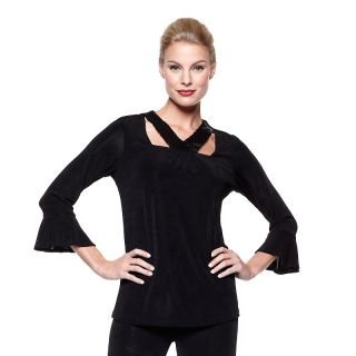 Fashion Tops Tunics Slinky® Brand 3/4 Sleeve Sequin Trim Tunic