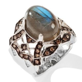 Jewelry Rings Fashion Labradorite and Champagne Diamond Sterling