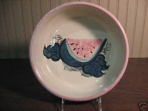 Ellis Pottery Stoneware Watermelon Pattern Large Bowl