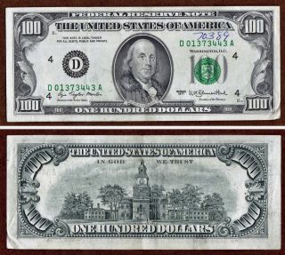 1977 $100 ONE HUNDRED DOLLAR BILL FEDERAL RESERVE NOTE   CLEVELAND