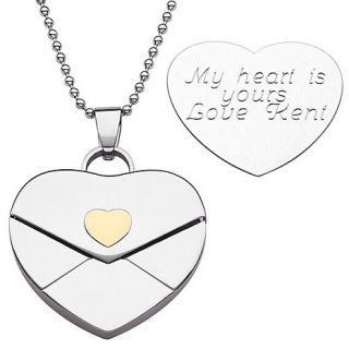  Pendants Heart Engraved Heart Envelope Pendant with 20 Bead Chain