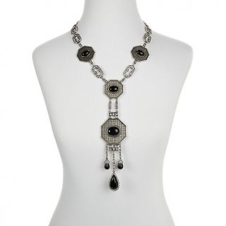  Deco Style Crystal Silvertone Long 24 1/4 Link Necklace