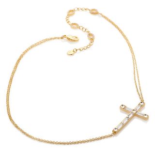  cz and crystal baguette 17 east west cross necklace rating 19 $ 34 27