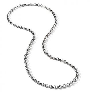  Steel White Stainless Steel Rolo Link 24 1/4 Necklace   1/4 Link