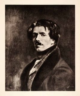1936 Photolithograph Eugene Delacroix Self Portrait Formal Mustache