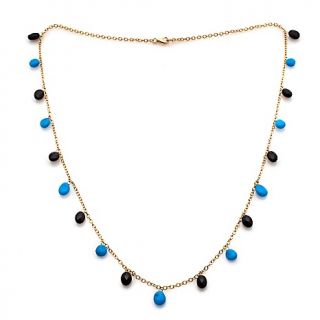  Beauty Turquoise and Black Obsidian Vermeil 24 Necklace