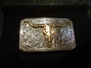 Vintage Edward H. Bohlin Sterling Silver & 14k Gold Longhorn Steerhead