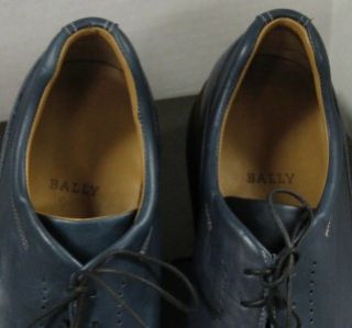 BALLY MENS EULER 06 DEER GRAINED LEATHER SHOES NEW BLUE SIZE 12 D NIB