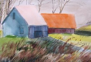 Farm Landscape Watercolor Painting JMW Art John Williams