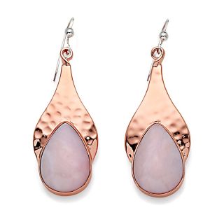 Jay King Pear Shaped Pink Opal Copper Drop Earrings