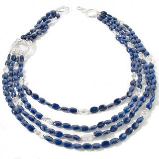  Bounkit Boutique Lapis and Rock Crystal 4 Strand Beaded 33 Necklace