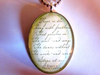 Emily Dickinson Hope Is The Thing with Feathers Poem Bubble Silver