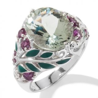 Victoria Wieck 3.8ct Prasiolite and Rhodolite Enamel Ring