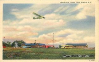 Elmira New York Harris Hill Glider Field Linen Curt Teich Co Postcard