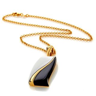 Bellezza Camogli Black and White Agate Yellow Bronze Enhancer Penda