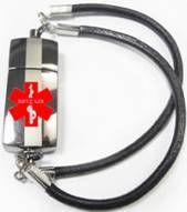 Black Style Bracelet EHR EMR Medical Alert ID NIB USB Electronic