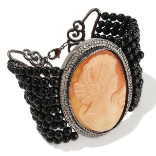 Amedeo NYC Amedeo NYC® Marisa 50mm Cornelian Cameo CZ and Onyx Bead