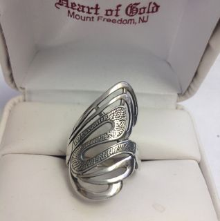  Genuine Sterling Silver Wavy Design Elongated Ring Size 8