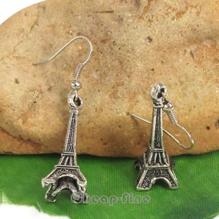  Lots 10Pairs Tibetan silver Eiffel Tower charm pendant Dangle Earrings