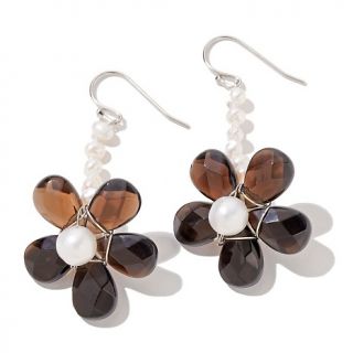 Sally C Treasures Smoky Quartz and Cultured Freshwater Pearl Flower