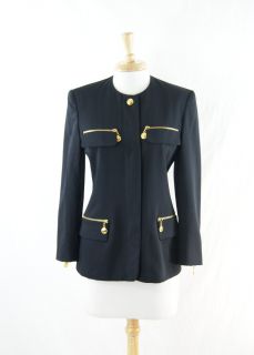 ESCADA Black Wool Margaretha Ley Blazer Jacket Size 34  JK197SB