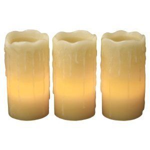 Everlasting Glow Flameless Wax Candles with Drip Effect, Ivory, 4 x 2