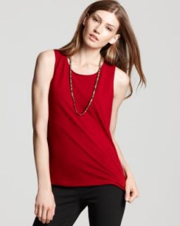 Eileen Fisher New Red Stretch Knit Jewel Neck Tank Top Shirt Petites