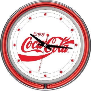 Coca Cola Enjoy Coke Logo Dual Neon Wall Clock   14.5in