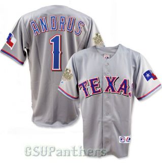 Elvis Andrus 2011 Texas Rangers World Series Road Mens Jersey Sz M