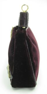 Vntg Emanuel UNGARO Plum Velvet Jeweled Clutch Handbag