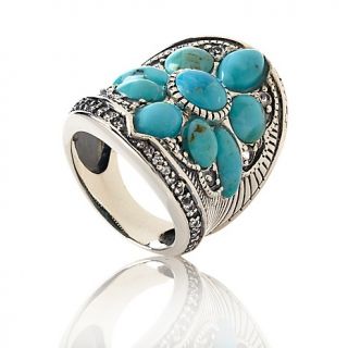 Sally C Treasures Turquoise and White Topaz Sterling Silver Ring