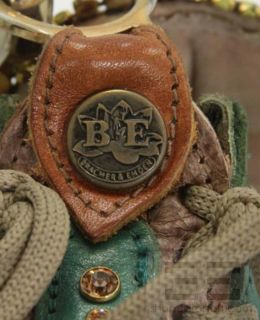 Bracher Emden Brown Teal Leather Patchwork Jeweled Bag