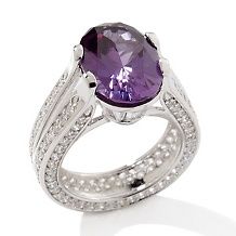 Victoria Wieck 2.2ct Pink Amethyst and Gemstone 2 Tone 3 piece Ring