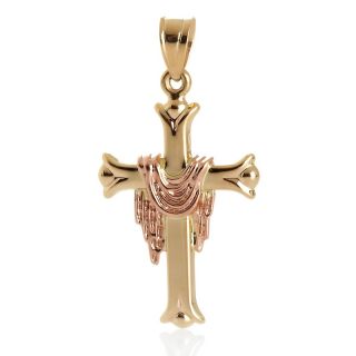 Michael Anthony Jewelry® 10K Robed Cross Yellow and Rose Gold at