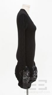 Emilio Cavallini Black Stretch Knit Dragon Design Puff Hem LS Dress