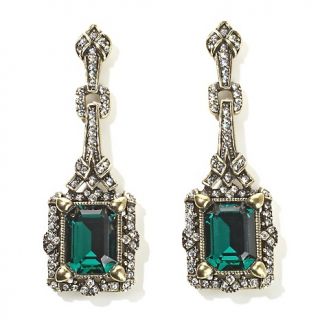 Heidi Daus Green with Envy Octagonal Crystal Accented Drop Earrings