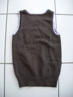 Girl 5 6 Small Sweater Vest Argyle Flowers Brown Lavender Green