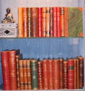 RARE ANTIQUE Books Beautiful Collection LEATHER Library Set Lot