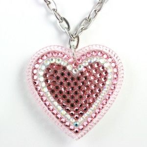 Tarina Tarantino XL Crystal Heart Necklace Light Rose