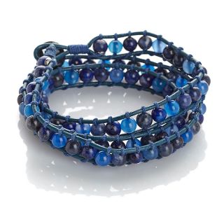 Sonoma Studios Blue Multigemstone Wrap Bracelet with Organza Ribbon at
