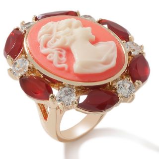 Princess Amanda Alla Carnelian Color CZ Goldtone Ring