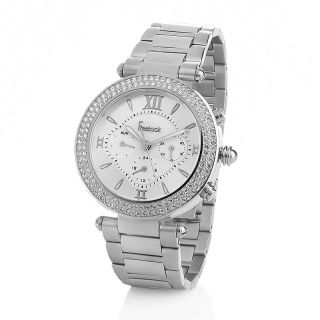 Freelook Cortina Silvertone Unisex Crystal Bezel Bracelet Watch with