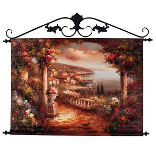 Gulf of Poets Wall Tapestry with Scrolled Topper Rod