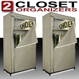  Closet Storage Organizers Large Beige Wardrobe Hanger Shoe Rack
