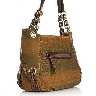 Sharif Alligator Embroidered Denim Ombre Tote with Wristlet