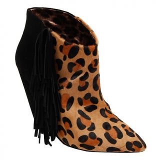 Betsey Johnson Ziah Leopard Print Hair Calf Bootie with Fringe