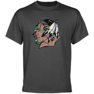Dakota Fighting Sioux Charcoal Distressed Logo Vintage T Shirt