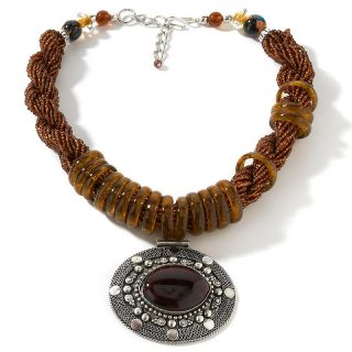 Jewelry Necklaces Drop BAJALIA Amber Color Stone/Recycled Glass