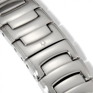 Bulova Ladies Diamond Accented Black Dial Stainless Steel Bracelet